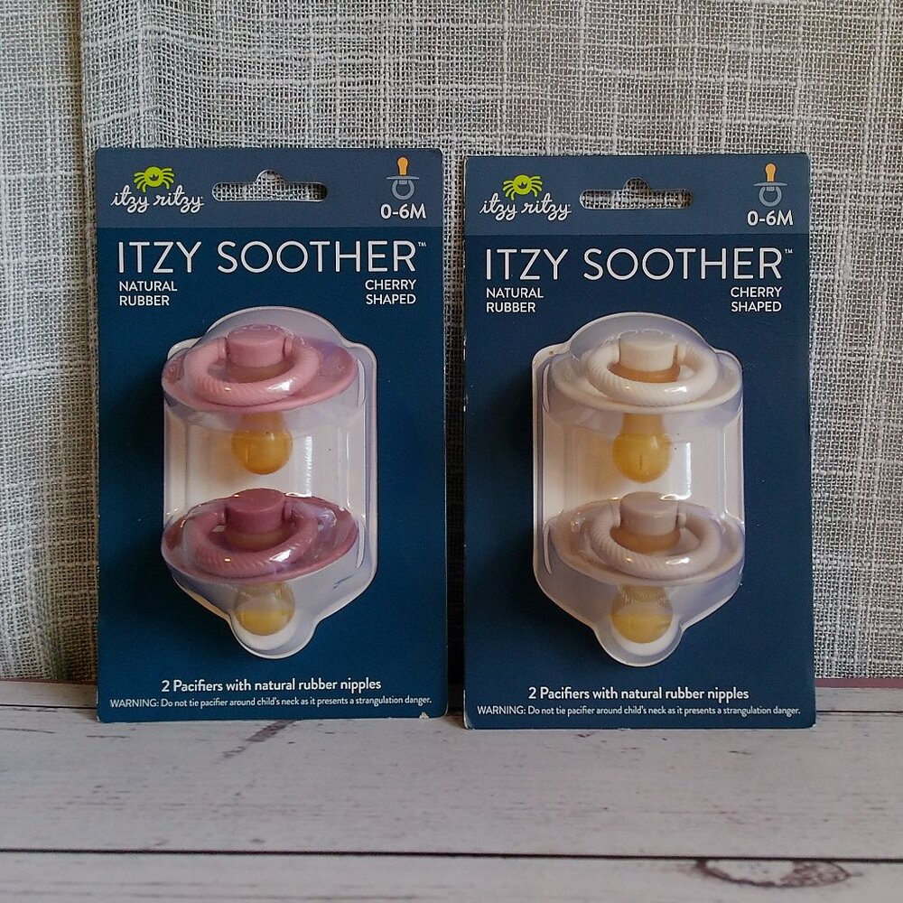 4 Itzy Ritzy Natural Rubber Pacifiers, 0-6 Months